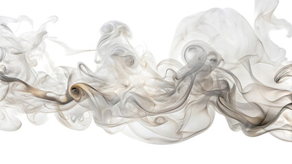White Smoke, Ethereal wispy trails swirling and flowing, cutout, PNG, isolated on white or transparent background, AI