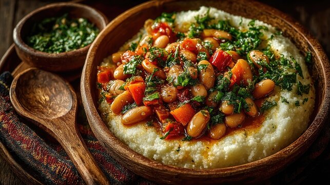 Burundi dish Ugali and Beans Thick maize porridge with stewed beans simple and filling