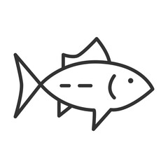Outline of a fish with fins and a simple eye