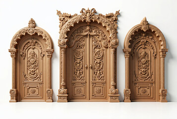 Traditional Balinese carved wooden door with intricate floral ornament