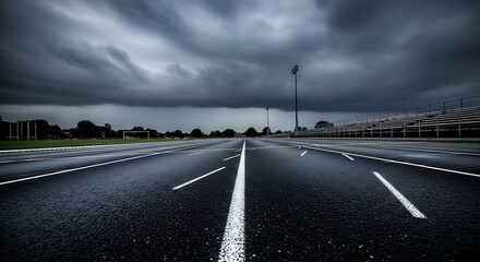 Dramatic Moody Empty Road and Dark Sky Landscape