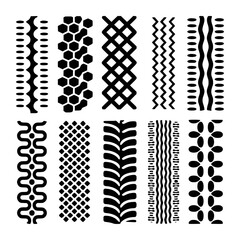 Collection of Black Tire Tread Patterns on White Background