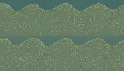 Seamless Sage Green Topographic Pattern with Gold Highlights