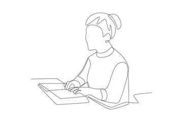 World braille day concept one-line drawing