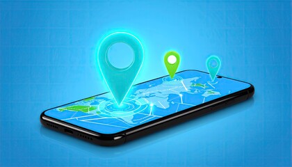 Smartphone Displaying Pulsing Geolocation Pins on a World Map