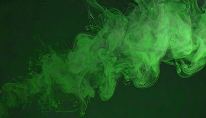 Green Smoke Swirl on Dark Background Texture