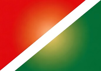 Vibrant red and green gradient diagonal split with clean white dividing line, perfect for dynamic modern design backgrounds and impactful visual branding elements.