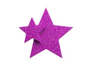 Purple glitter star shapes, sparkling and decorative, isolated on transparent background, perfect for festive, celebratory, or creative design projects, conveying joyful and playful mood