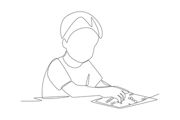 World braille day concept one-line drawing