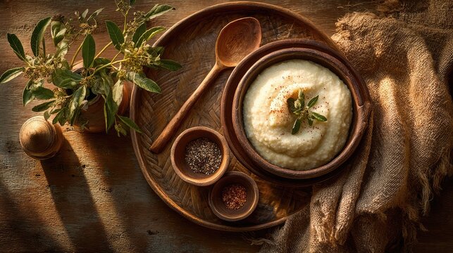 Zambia dish Nshima Maize meal porridge thick white mound