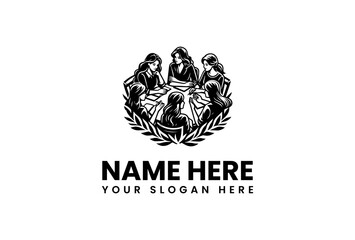 Circle of Women Laurel Wreath Logo Design, a symbol of unity, support, and collaboration, ideal for organizations empowering women
