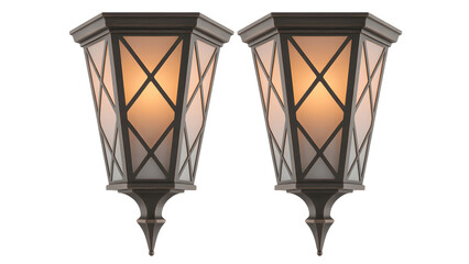 Two outdoor wall lights isolated on transparent background