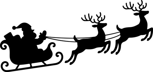 Santa Claus with sleigh and reindeer Vector Art © Print