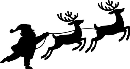 Santa Claus with sleigh and reindeer Vector Art