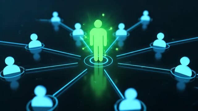 3D motion graphic animation Network Leader Multi-Level Marketing Connectivity and Leadership or community with internet referral and multi level marketing (MLM) business concept