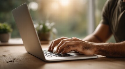 Fototapeta premium hands typing on a laptop