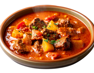  Homemade Hungarian Goulash Stew Isolated on White and Transparent Background