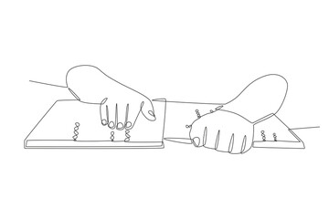 World braille day concept one-line drawing