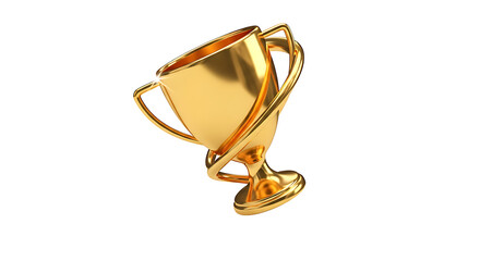 Golden trophy cup transparent background 3D render victory achievement