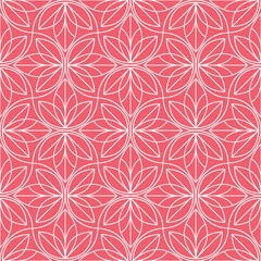 Fototapeta premium Flower geometric pattern. Seamless vector background. White and pink ornament. Ornament for fabric, wallpaper, packaging. Decorative print
