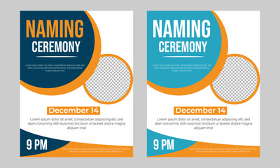 Baby announcement and naming ceremony flyer template  