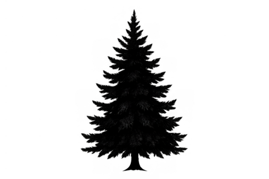 Christmas tree silhouette on transparent background providing a versatile vector element for design projects