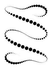 Abstract S-shaped curves formed by varying sized black dots on a white background