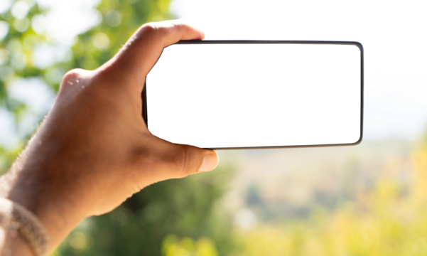 Empty Phone Screen with Blurred Green Background