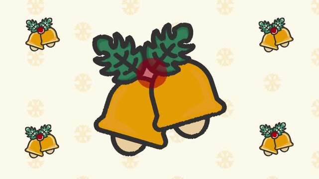 Christmas garland mistletoe with bells and plant branches