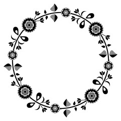 Black white square frames with flowers .
Graphic design with regular shapes as template, or tile.
