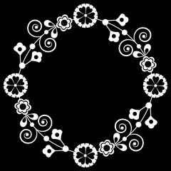Black white square frames with flowers .
Graphic design with regular shapes as template, or tile.
