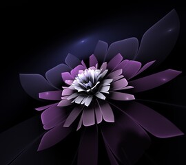 Fantasy fractal flower on dark background. Floral as pattern for your graphic design