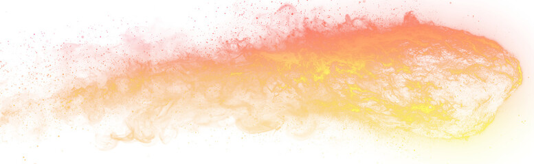 Flaming meteorite with fiery trail in space cut out on transparent background PNG
