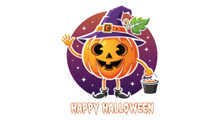 Pumpkin Halloween Character  sticker PNG , Pumpkin Halloween mascot logo Design  transparent background
