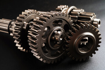 Metal gear wheel engine car and bike, mechanic industry.