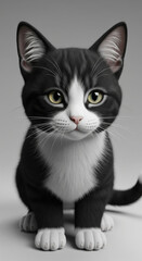 Adorable Tuxedo Kitten Posing for the Camera