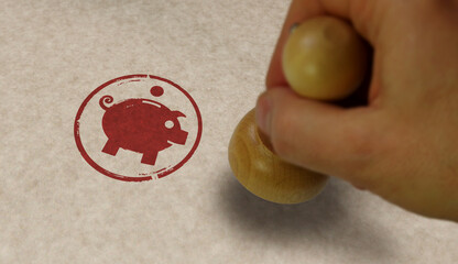 Piggy bank stamp and stamping