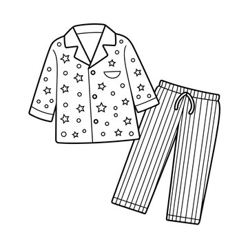 black and white pajamas set clip art preview