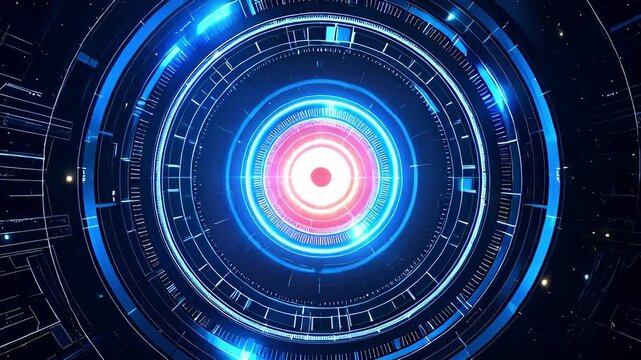 Abstract digital technology background with futuristic circular design and glowing light