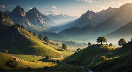 sunset in the mountains