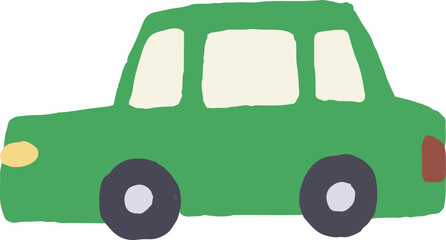 緑の車の手描きイラスト
