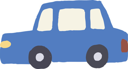 青い車の手描きイラスト
