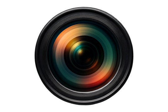 Camera Optics Front Perspective Isolated on a Transparent Background