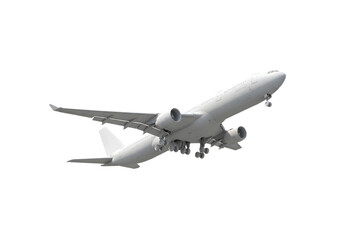 A passenger airplane soaring gracefully through the sky, showcasing its impressive design and powerful engines