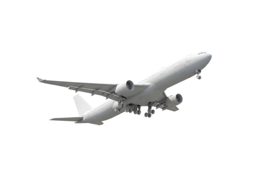 A passenger airplane soaring gracefully through the sky, showcasing its impressive design and powerful engines