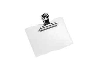 An elegant close-up of a paper clip holding a note, isolated in a sleek, minimalist style. The scene exudes professionalism and clarity, perfect for showcasing your content. 