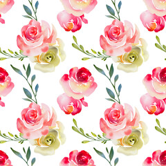 Seamless watercolor pattern with roses