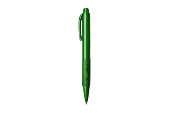 Green Plastic Ballpoint Pen Isolated on a Transparent Background