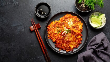 Kimchi pancake or kimchijeon 
