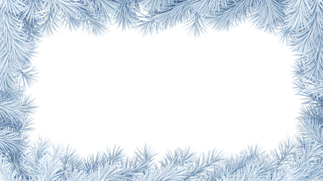 Frosty Blue Winter Border Frame Isolated on White Background